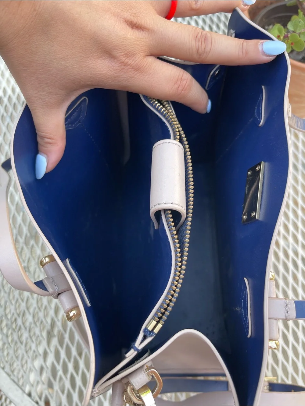 kate spade New York Taupe/Navy Tote